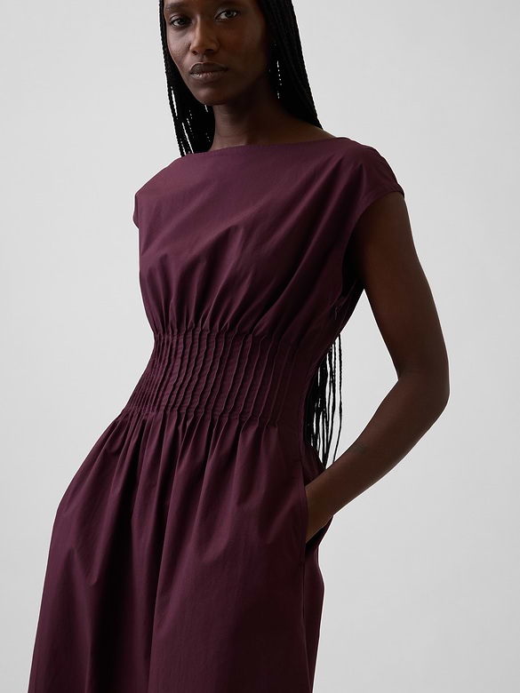 Poplin Pintuck Maxi Dress