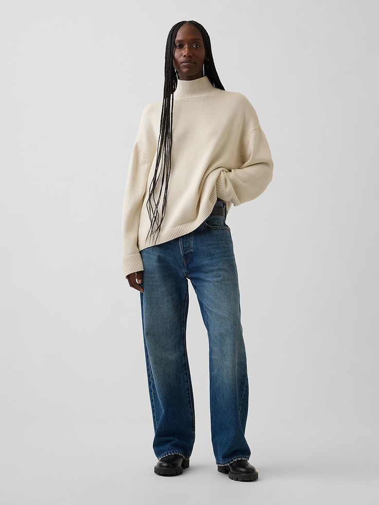 Image number 2 showing, 100% Cotton Oversized Turtleneck Sweater