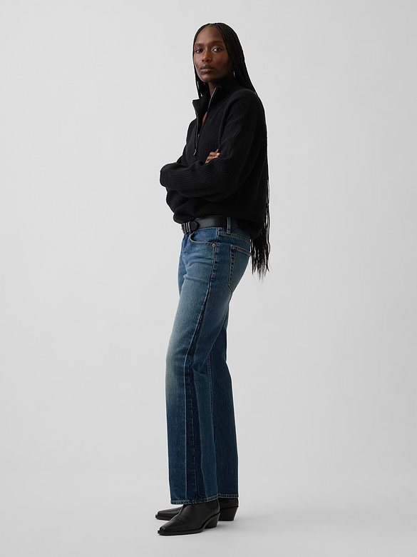 Mid Rise Relaxed Straight Jeans