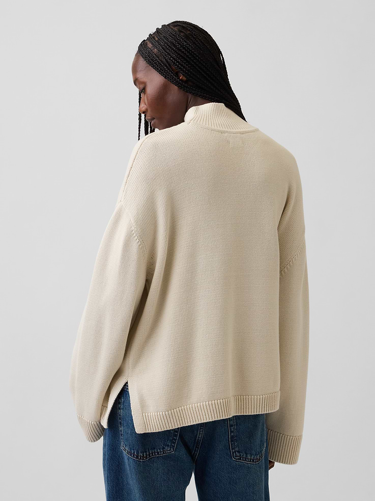 Image number 3 showing, 100% Cotton Oversized Turtleneck Sweater