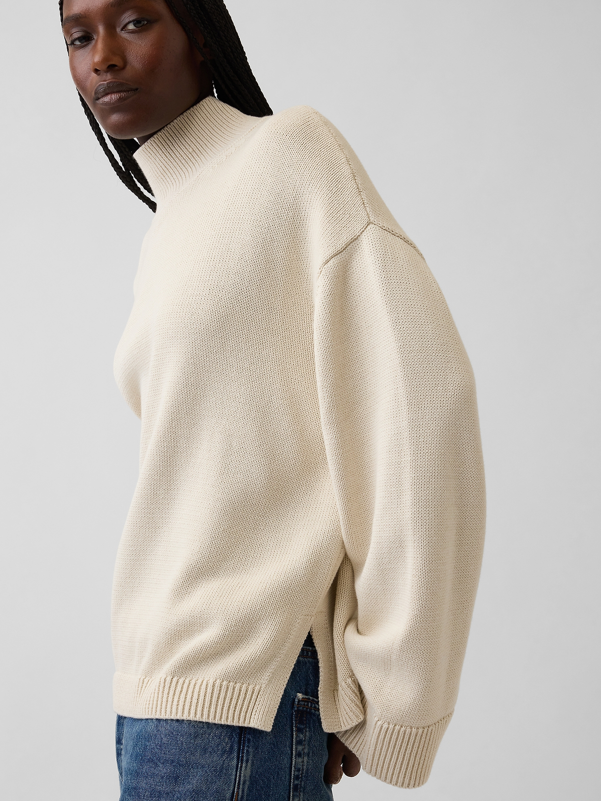 100% Cotton Oversized Turtleneck Sweater | Gap
