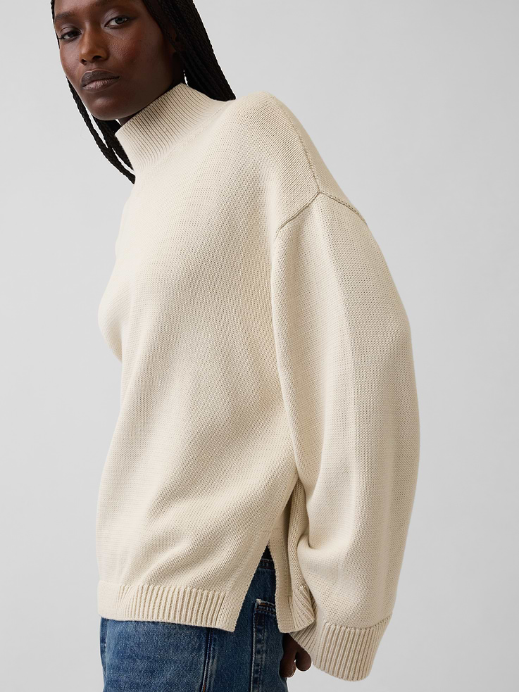 Image number 4 showing, 100% Cotton Oversized Turtleneck Sweater