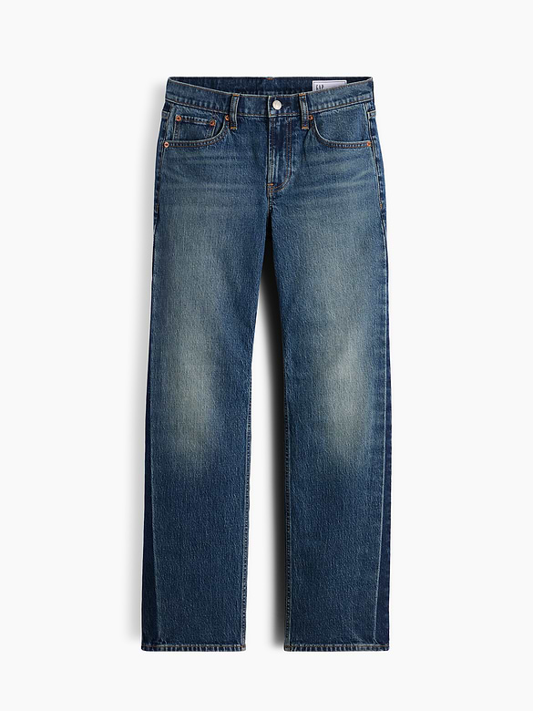 Mid Rise Relaxed Straight Jeans