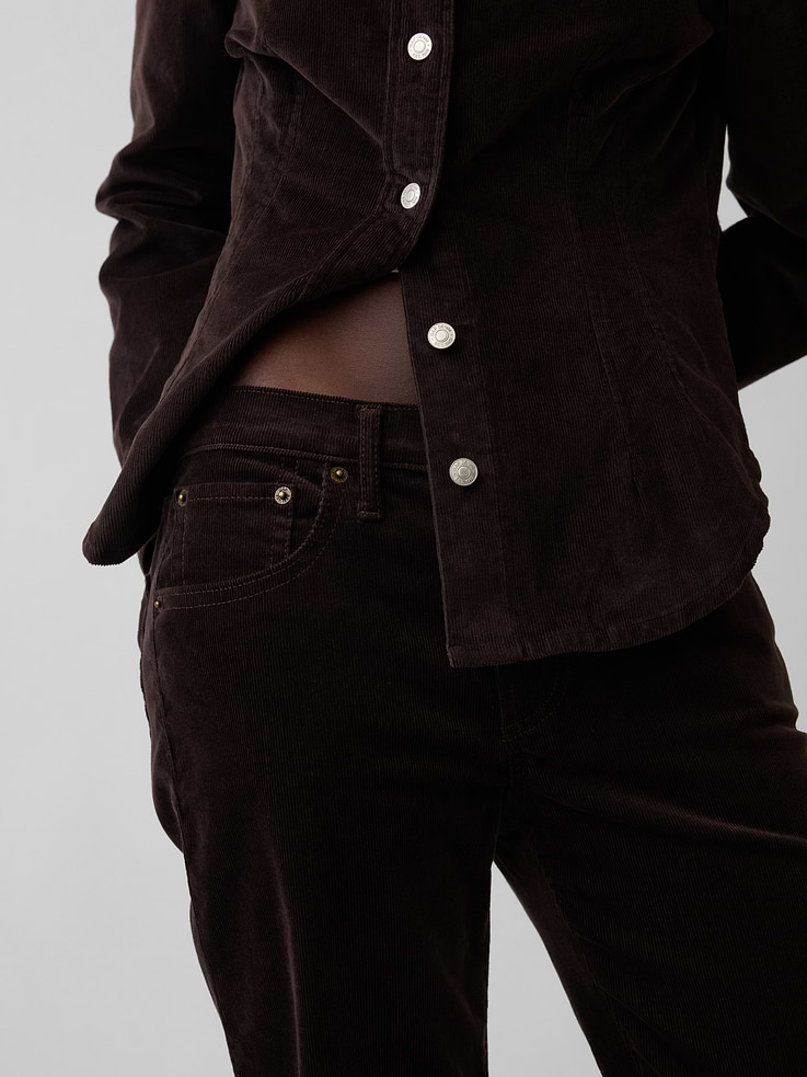Image number 5 showing, Mid Rise Corduroy Relaxed Straight Pants