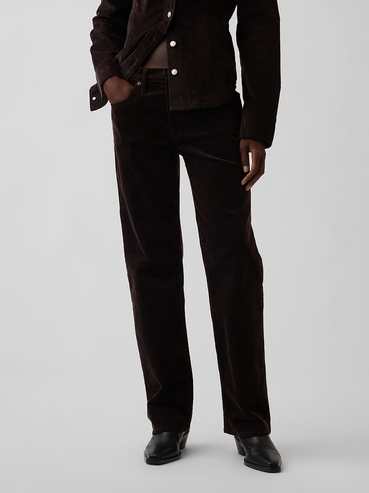 Image number 2 showing, Mid Rise Corduroy Relaxed Straight Pants
