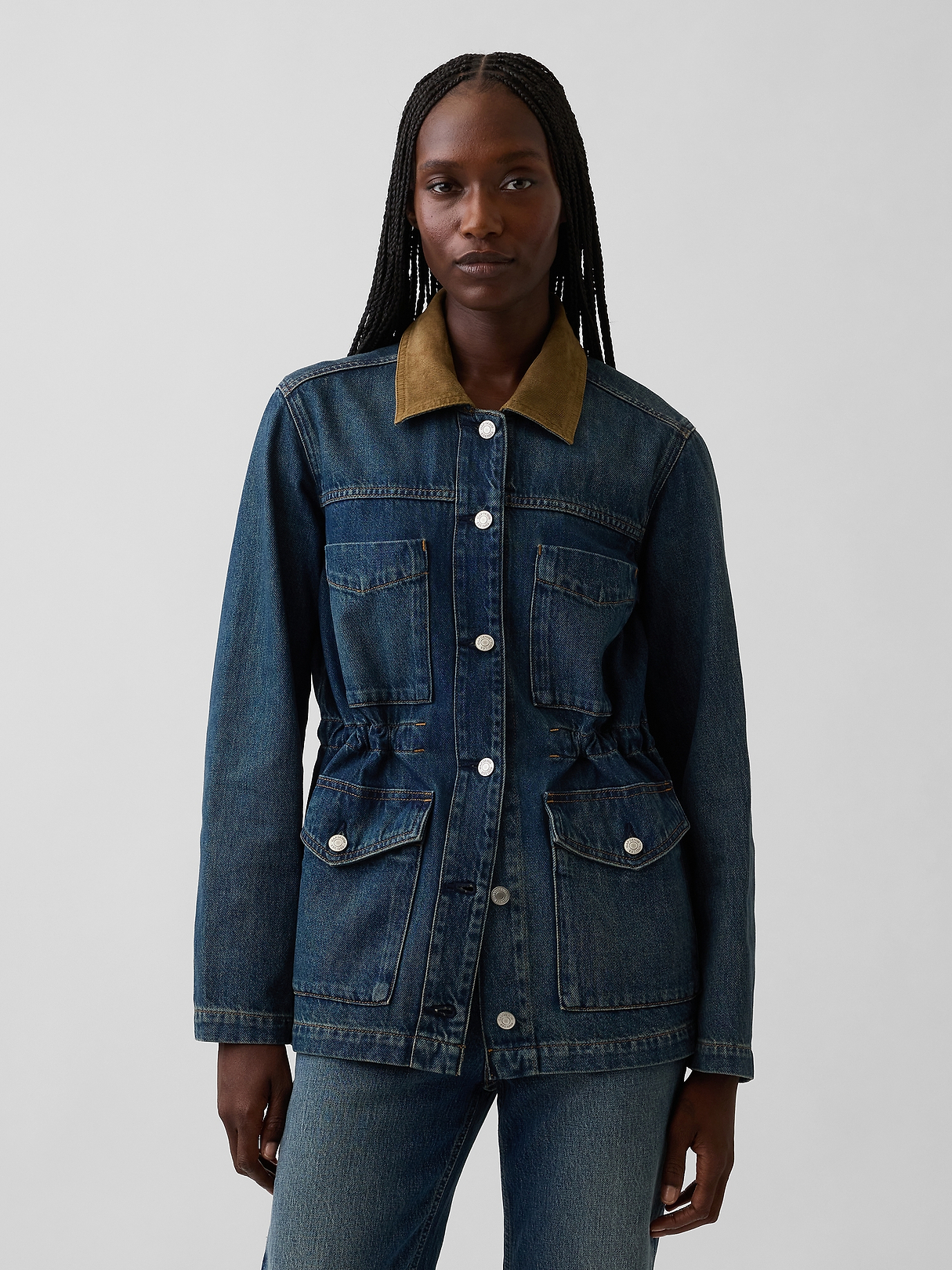 Cinched-Waist Denim Chore Jacket | Gap