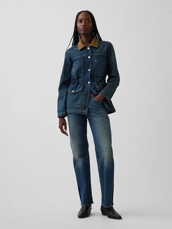 Mid Rise Relaxed Straight Jeans