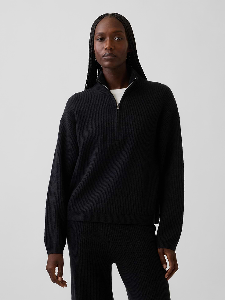 Image number 1 showing, CashSoft Oversized Half-Zip Pullover