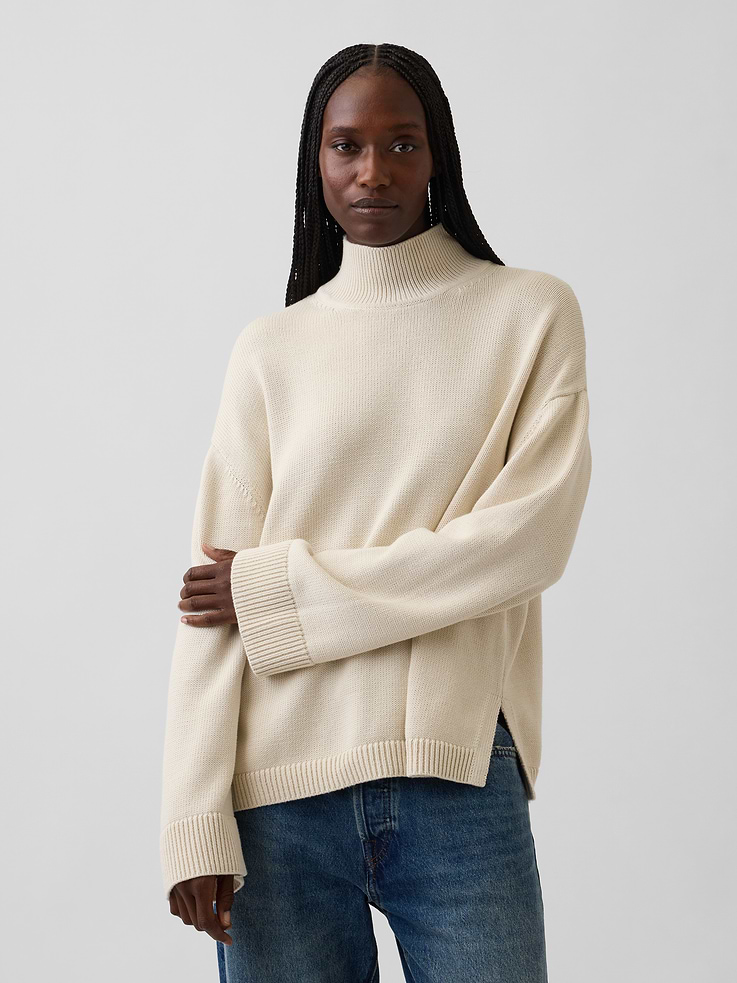 Image number 1 showing, 100% Cotton Oversized Turtleneck Sweater