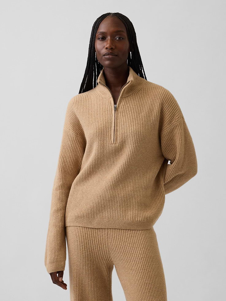 Image number 1 showing, CashSoft Oversized Half-Zip Pullover