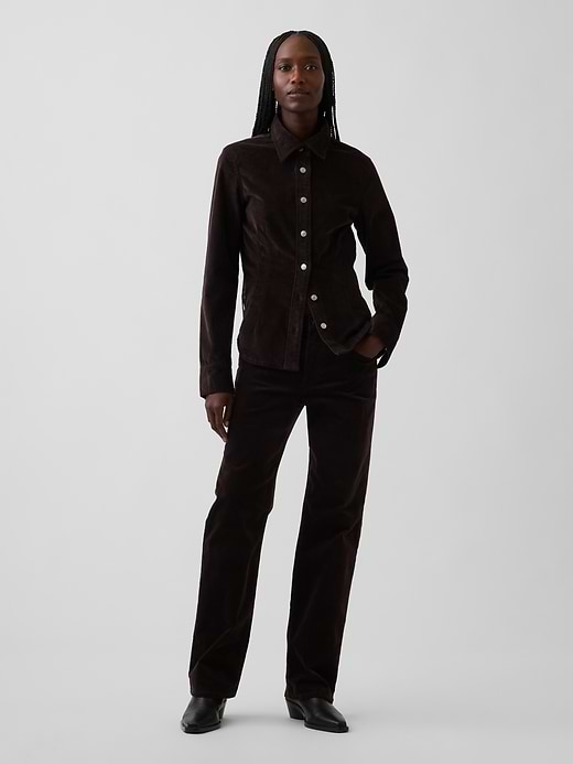 Mid Rise Corduroy Relaxed Straight Pants - Terra brown by Gap