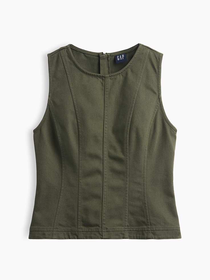 Image number 5 showing, Seamed Twill Crop Shell Top