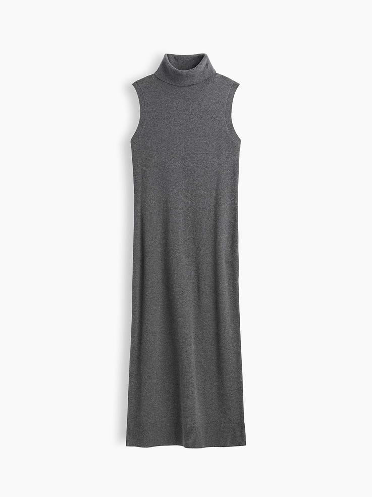 Image 4 of 4, CashSoft Sleeveless Turtleneck Midi Dress