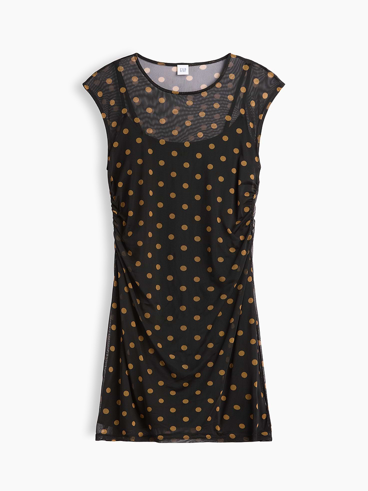 Image 4 of 4, Ruched Mesh Mini Dress