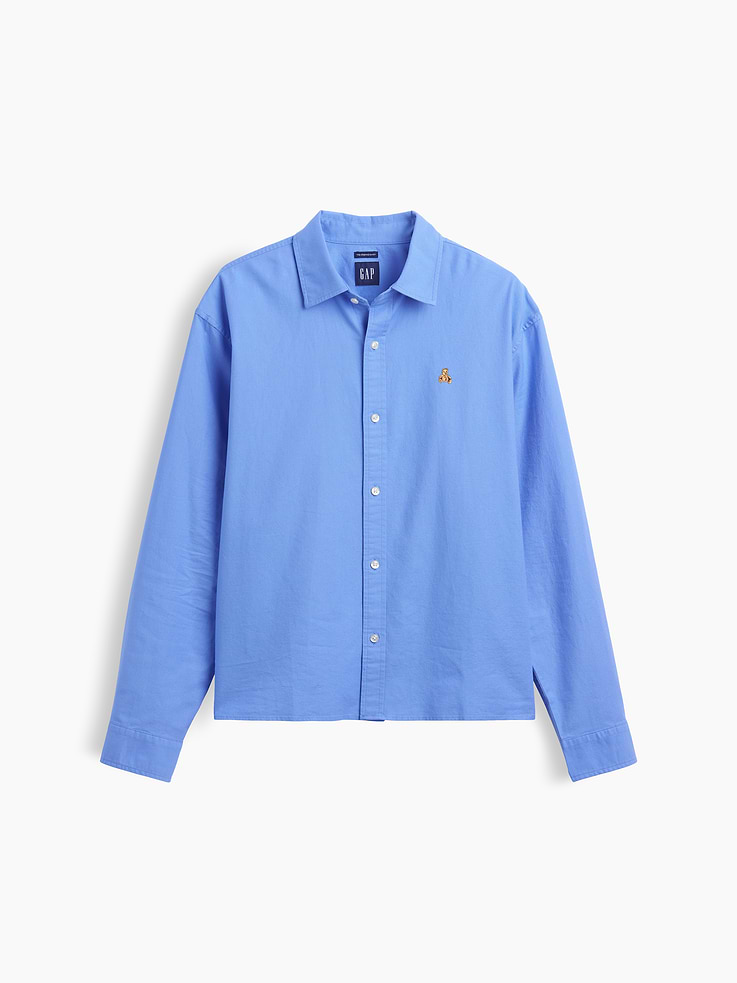 Image 5 of 5, Relaxed Crop Straight-Hem Oxford Shirt