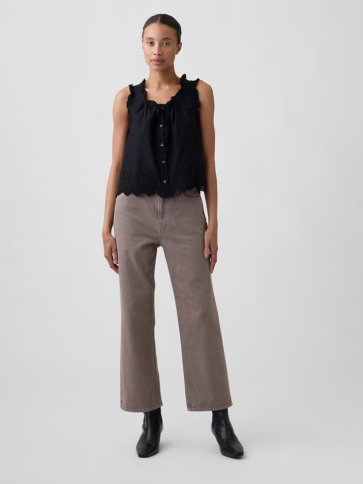 Image number 1 showing, Low Slung Relaxed Straight Crop Jeans