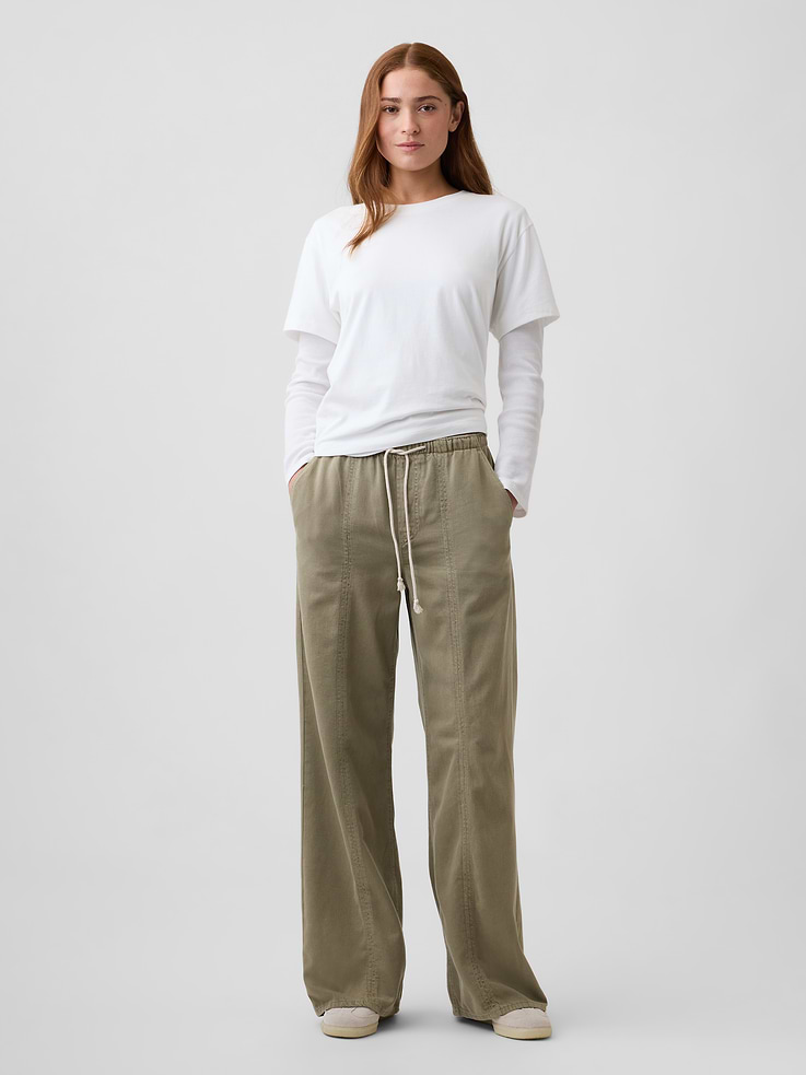 Image number 1 showing, Mid Rise SuperLight Pull-On Wide-Leg Jeans