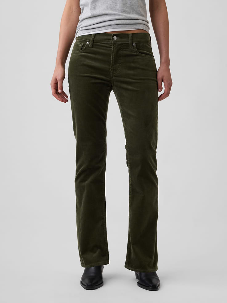 Image 2 of 7, Mid Rise Boot Corduroy Pants