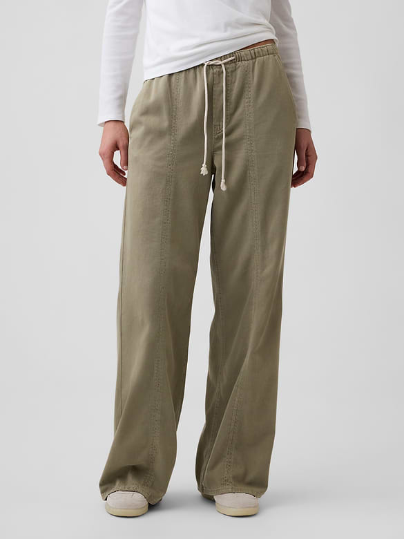 Mid Rise SuperLight Pull-On Wide-Leg Jeans