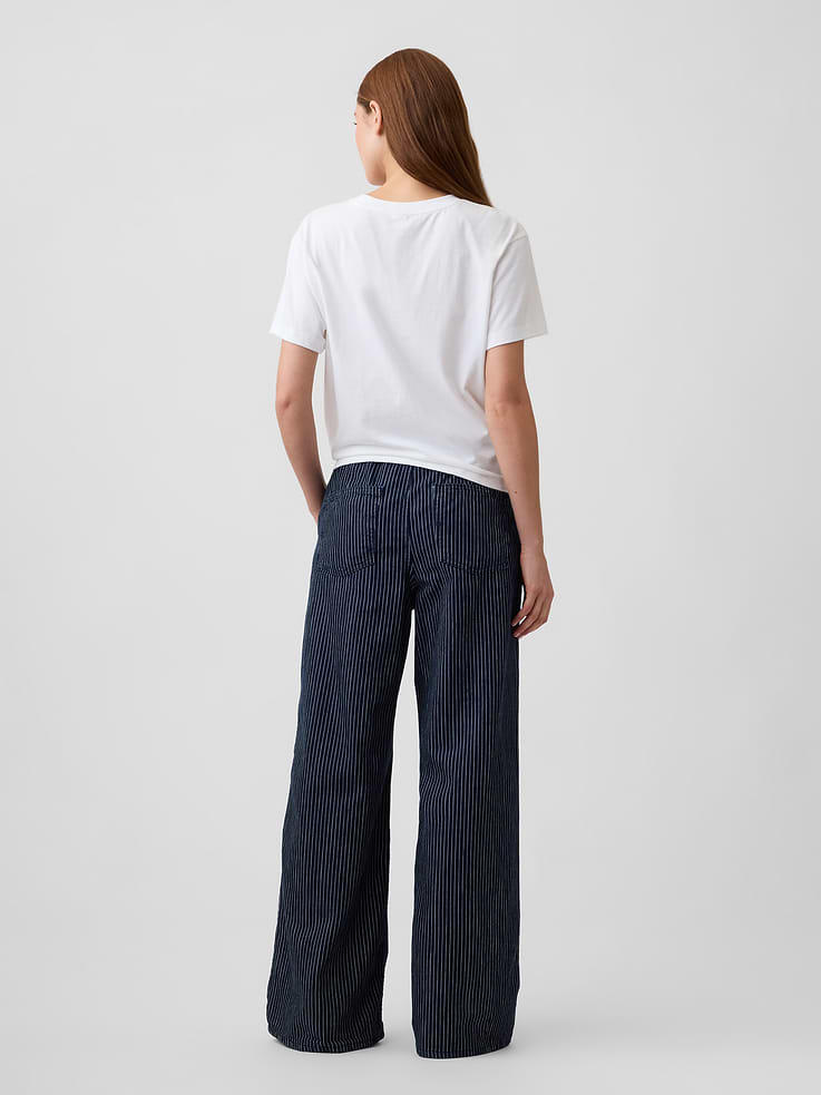 Image number 4 showing, Mid Rise Railroad Stripe Pull-On Wide-Leg Jeans