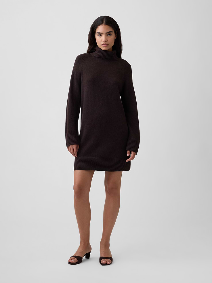 Image number 1 showing, CashSoft Relaxed Turtleneck Mini Dress