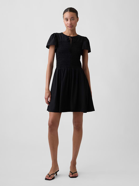 Smocked Flutter Sleeve Mini Dress