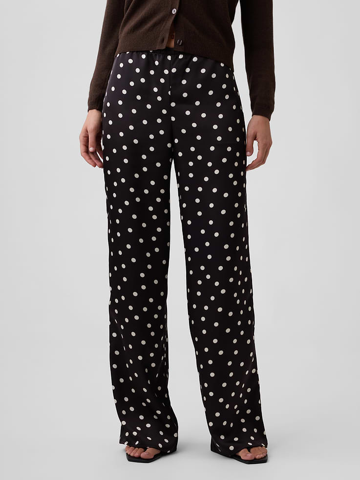 Image 2 of 7, Easy Print Wide-Leg Satin Pants