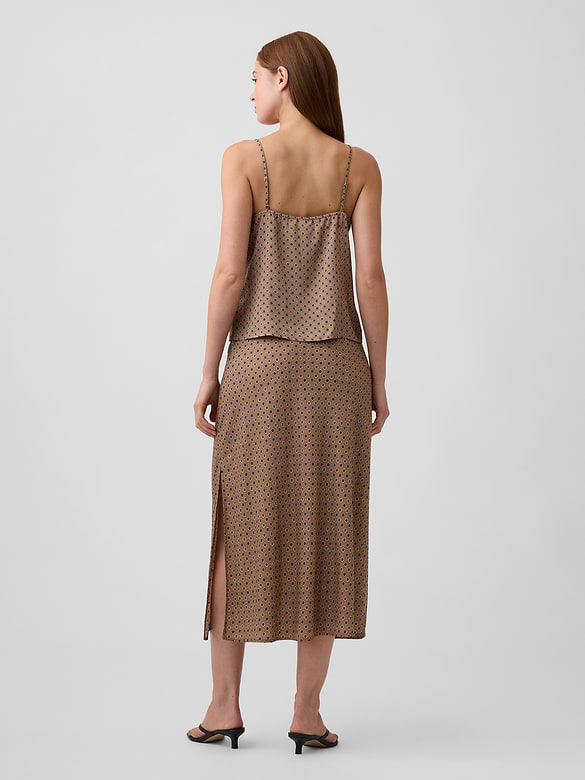 Satin Pull-On Maxi Skirt