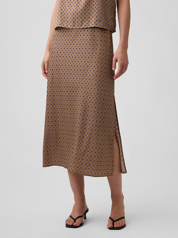 Satin Pull-On Maxi Skirt