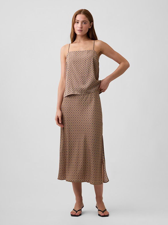 Satin Pull-On Maxi Skirt