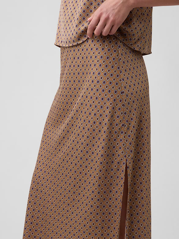 Satin Pull-On Maxi Skirt