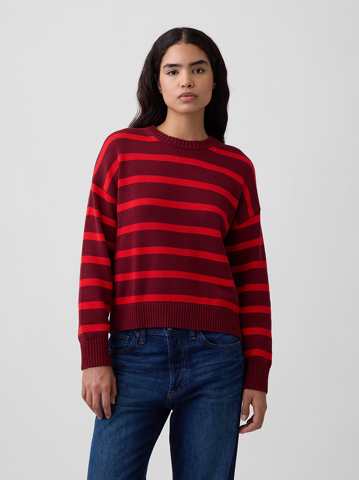 Image number 1 showing, Relaxed Stripe Crewneck Sweater