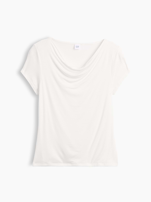Stretch Jersey Cowl-Neck Top