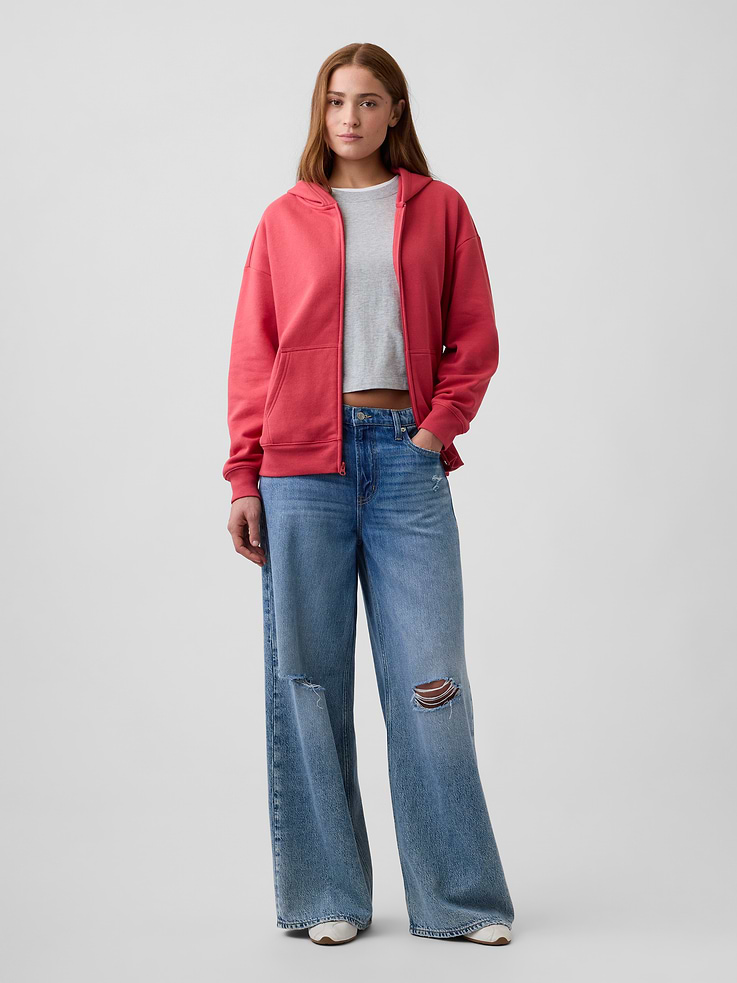 Image 3 of 5, Oversized Fleece Zip Hoodie