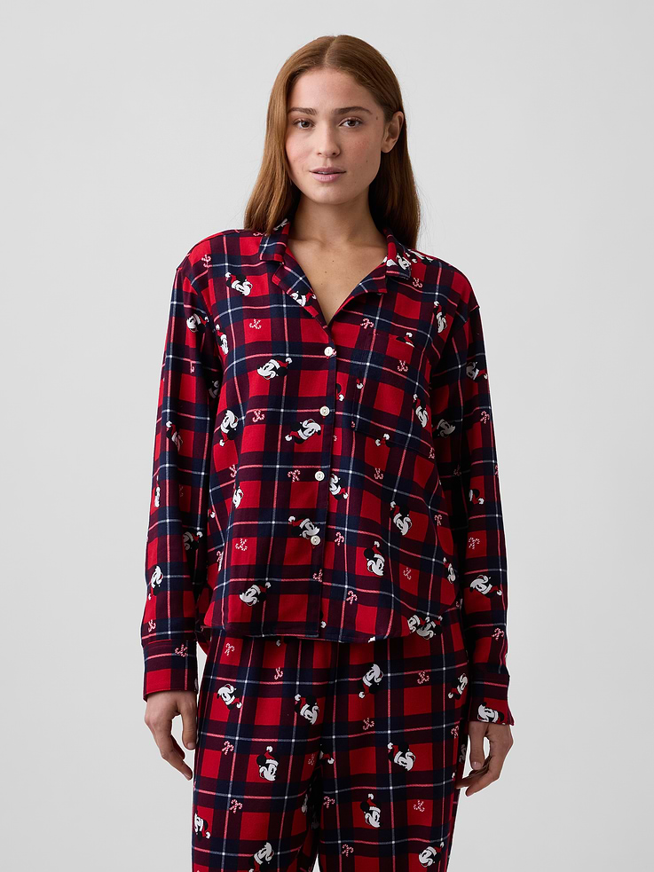 Image 1 of 4, Smooth flannel sleep shirt., Long sleeves with button cuffs., Lapel collar, button front., Patch pocket at chest., Curved shirttail hem., Select styles have allover print or stripes., Product #1178605