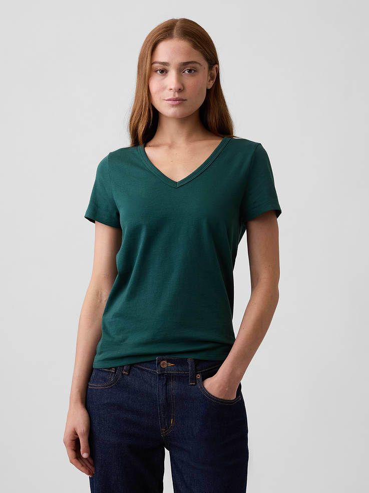 Image 1 of 5, Soft jersey knit., Short sleeves., V-neck., Product #1179565