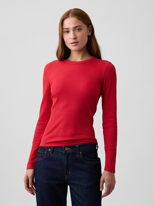 Waffle-Knit Crewneck T-Shirt