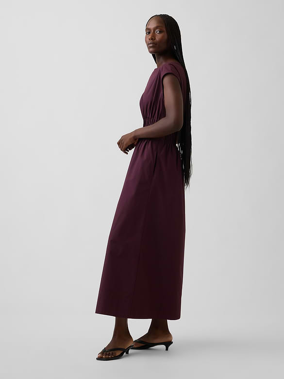 Poplin Pintuck Maxi Dress
