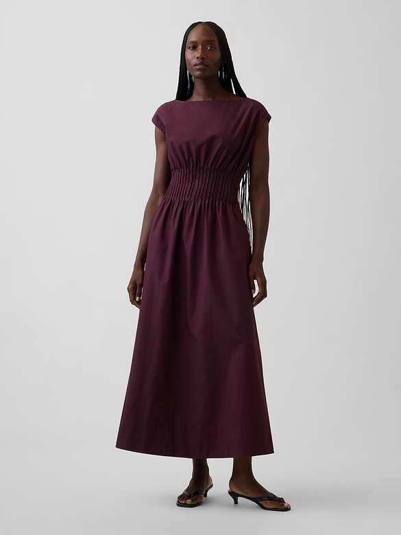 Poplin Pintuck Maxi Dress