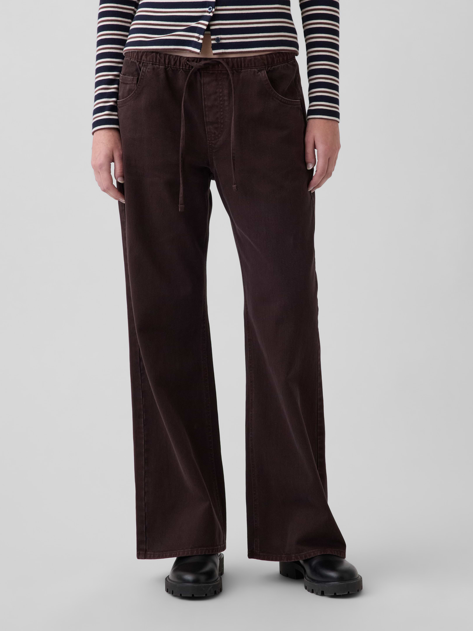 Image 2 of 6, Low Rise Easy Baggy Flare Pants