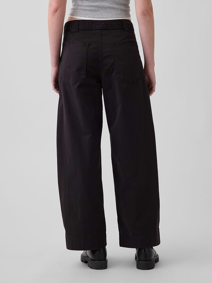 Image 4 of 6, Tie-Waist Barrel Ankle Khakis