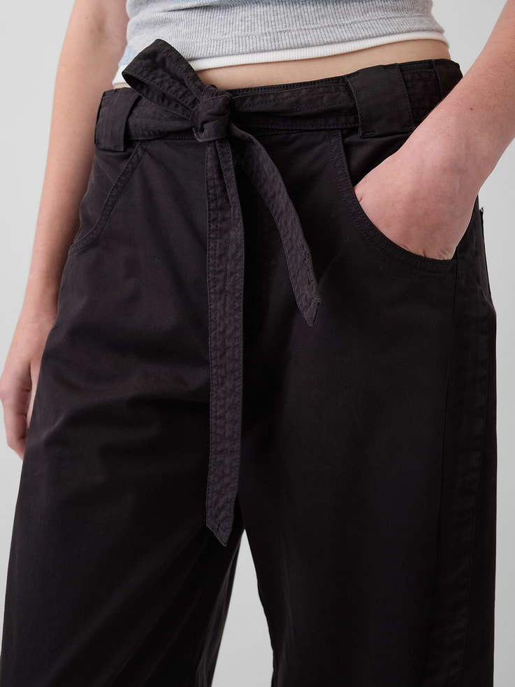 Image 5 of 6, Tie-Waist Barrel Ankle Khakis