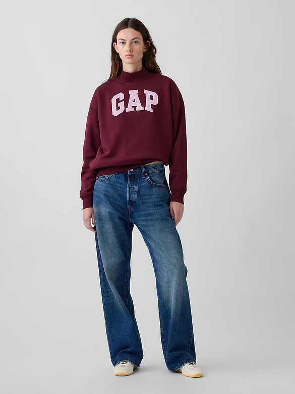 VintageSoft Oversized Mockneck Logo Sweatshirt