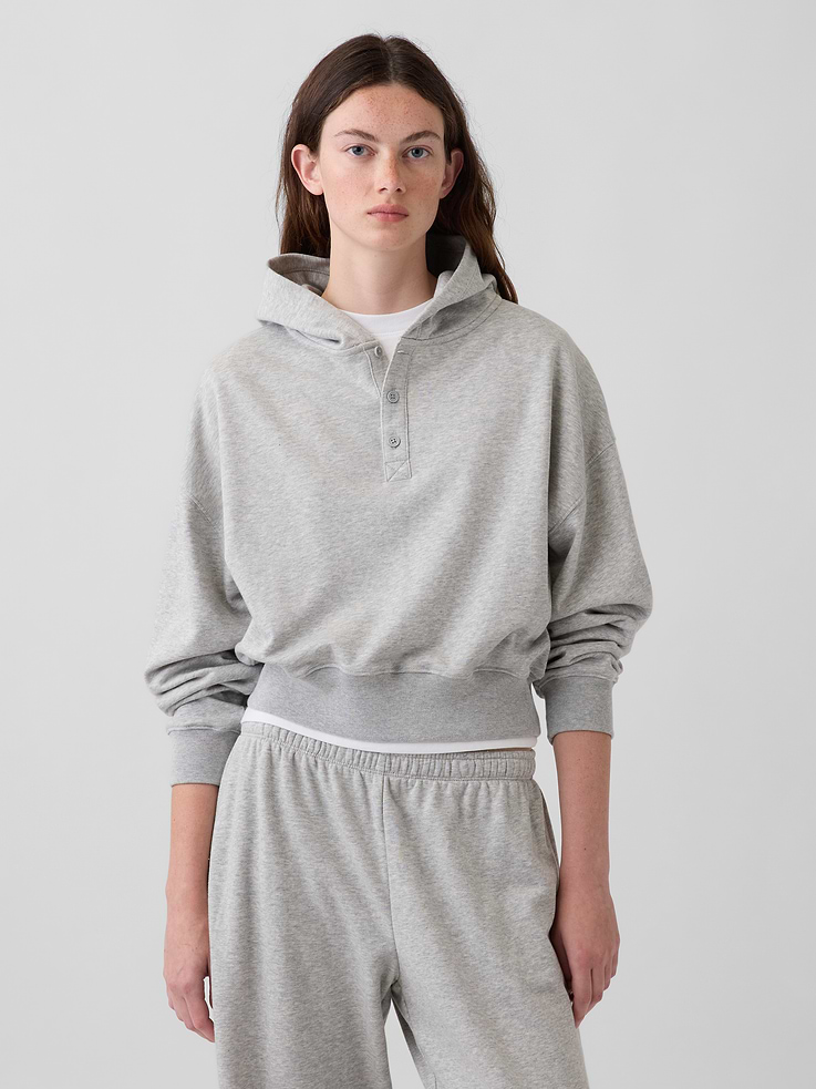 Image 5 of 6, VintageSoft Oversized Henley Hoodie