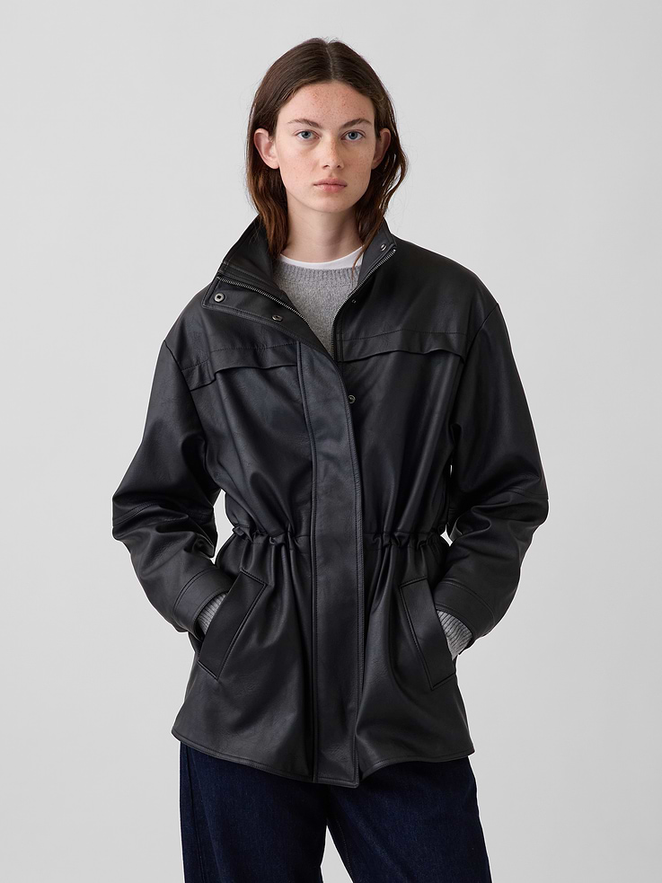 Image number 1 showing, Cinched Vegan Leather Jacket