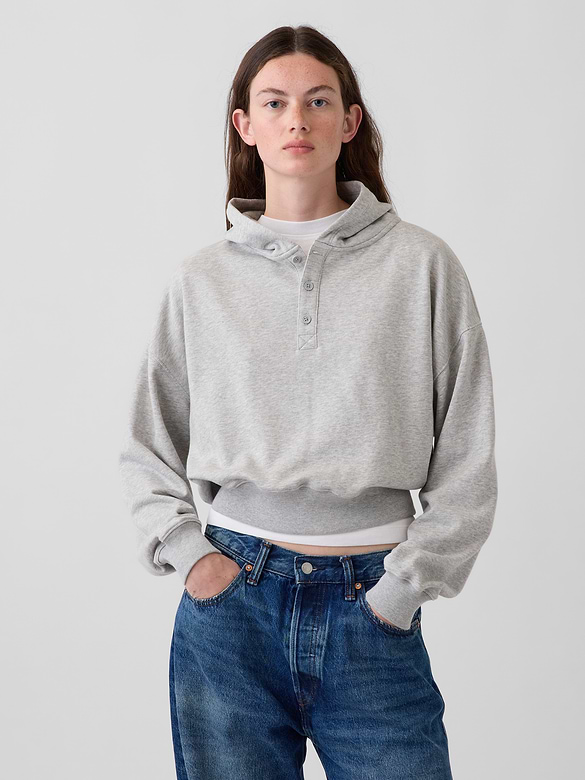 VintageSoft Oversized Henley Hoodie