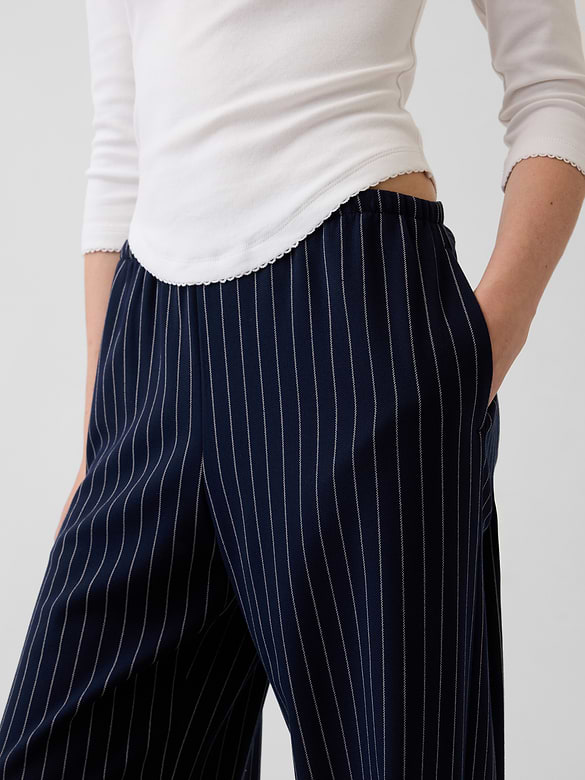 Brushed Twill Easy Wide-Leg Pants