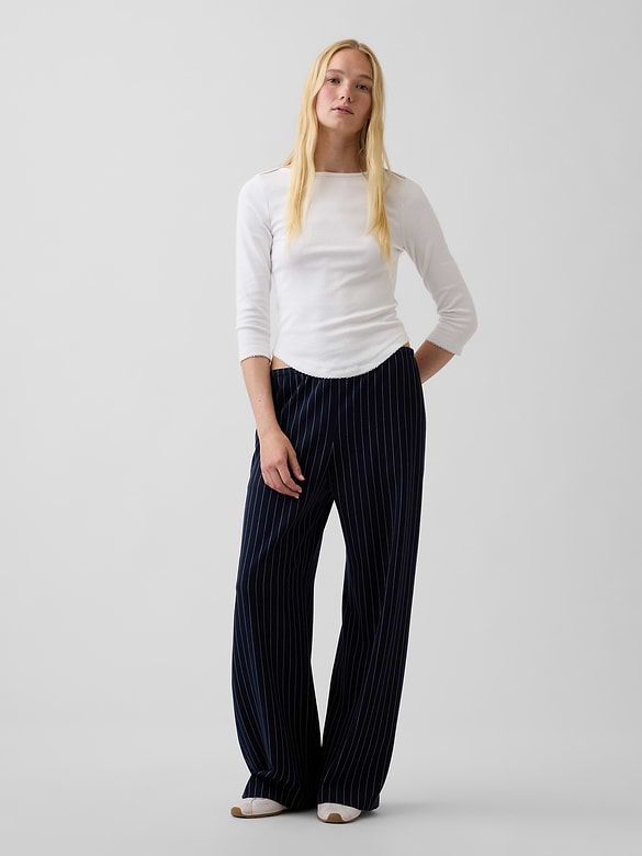 Brushed Twill Easy Wide-Leg Pants