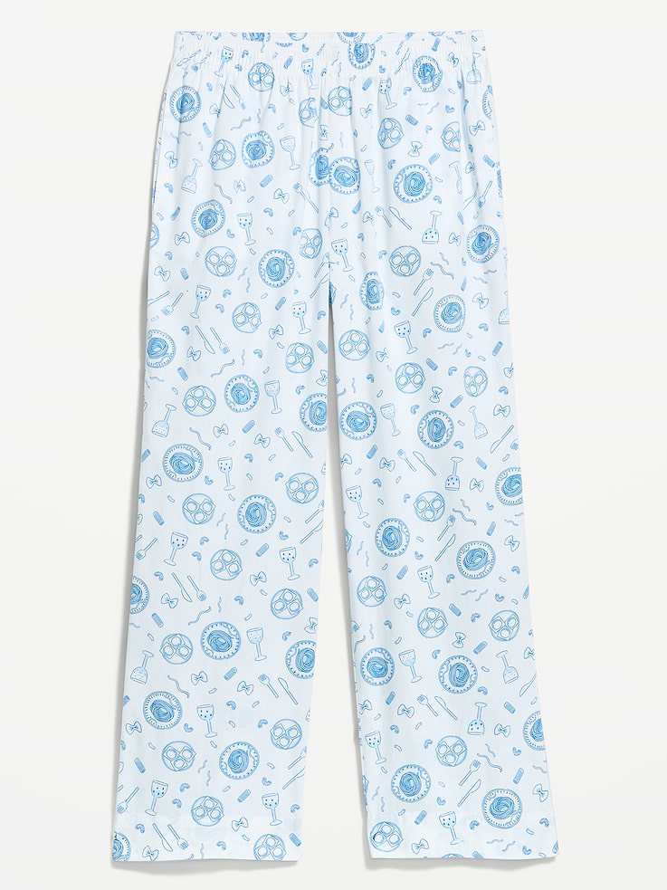 Image number 1 showing, High-Waisted Poplin Pajama Pant