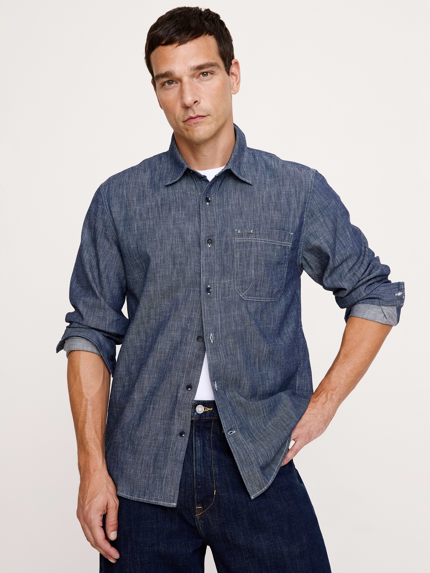 Image number 1 showing, Standard-Fit Chambray Shirt